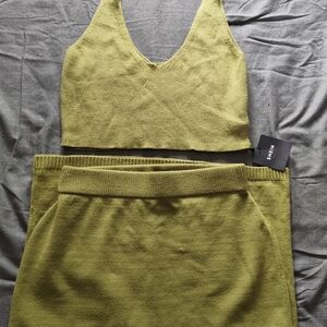 Shein Green Knit Skirt Set